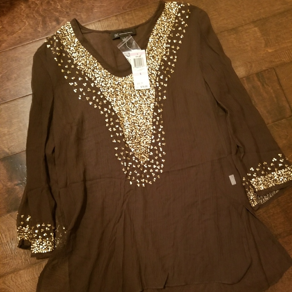 NWT Silk Sequined Tunic Sz 6